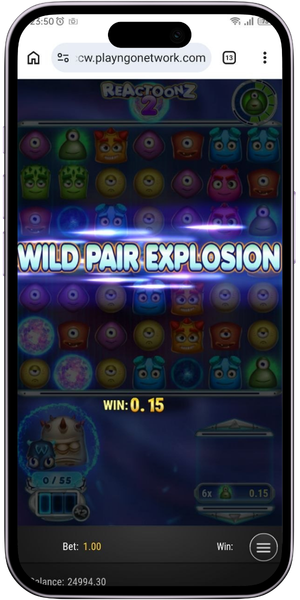 Reactoonz 2 wild pair explosion